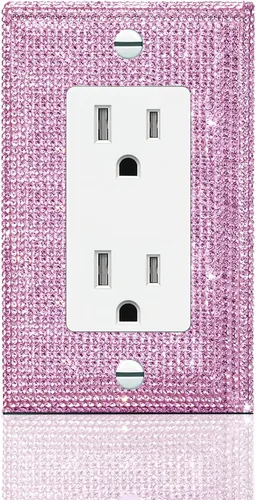 Miniatura 24 de Cubierta de interruptor de luz con brillantes diamantes de imitación azules, cubiertas decorativas de tomacorrientes, placa de pared doble Diamantes