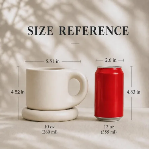 Miniatura 2 de WENSHUO Taza de Café Graciosa y Divertida, Taza y Platillo de Noveldad Linda, Crema Mate, 9 oz (Crema Mate)