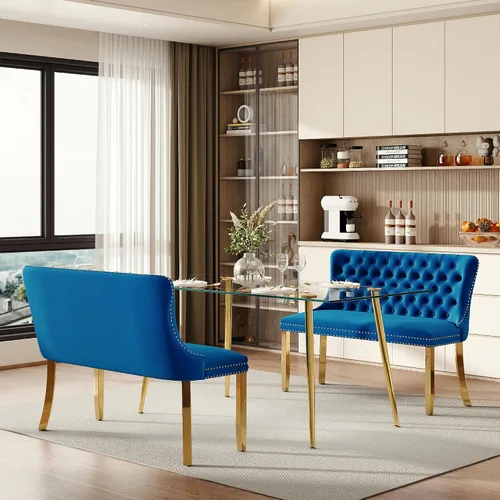 Miniatura 46 de Baysitone Juego de mesa de comedor de vidrio de 51 pulgadas para 4, juego de 5 piezas moderno de comedor, mesa de cocina rectangular de vidrio con 4