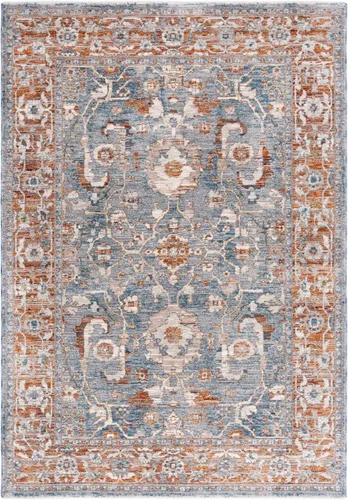 Miniatura 11 de SAFAVIEH Heirloom Collection - Alfombra de área de 4 x 6 pies, color azul/óxido, diseño geométrico, antideslizante, ideal para zonas de alto tráfico