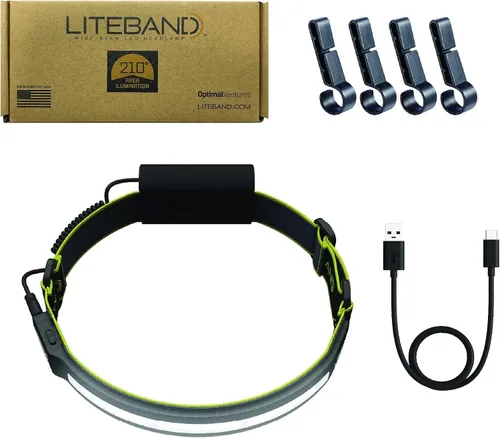 Miniatura 5 de Liteband PRO - Linterna frontal personal ajustable de haz ancho serie 1000, iluminación de 210°, funciona con pilas, se adapta a cascos y cascos