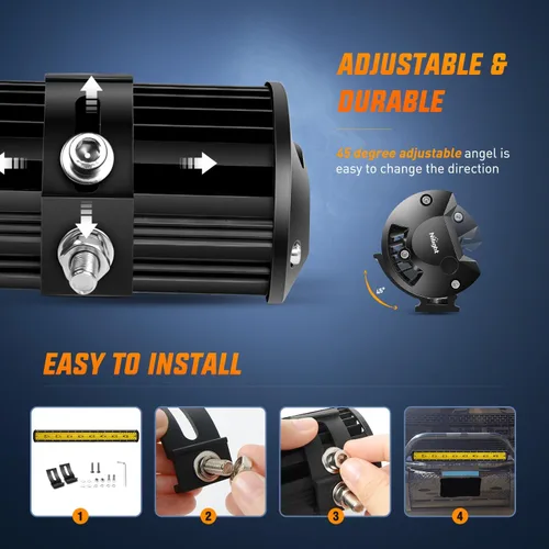 Miniatura 6 de Nilight Barra de luz LED de 26 pulgadas, 540 W, amarilla, foco de inundación, triple fila, lámpara de conducción, para techo, para defensa