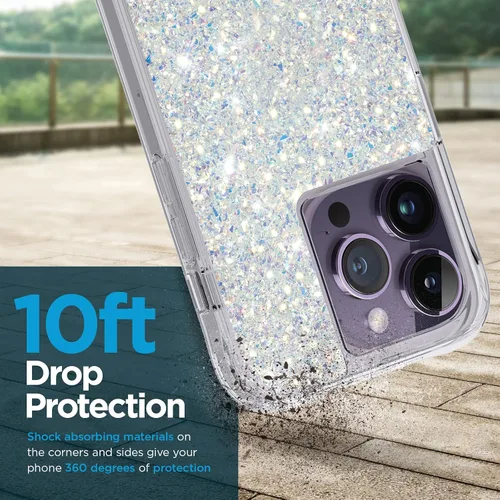Miniatura 3 de Case-Mate Funda para iPhone 14 Pro - Gemas florales - Con protección contra caídas de 10 pies y carga inalámbrica - Funda de lujo con diamantes