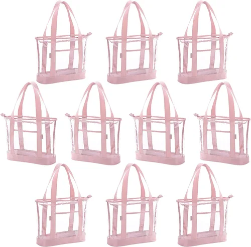 Miniatura 12 de Bolso transparente BORMELUN, con asa de cremallera para el trabajo, plástico transparente para mujer