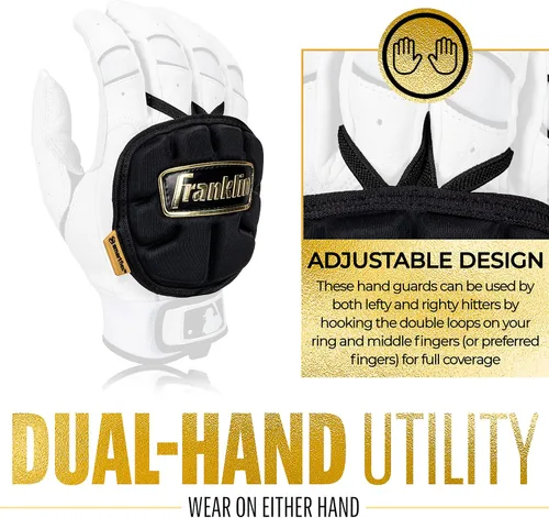 Miniatura 4 de Franklin Sports Guantes de Mano de Béisbol - Serie PRT LT Adulto - Escudo Protector de Mano para Bateadores Diestros y Zurdos Negro