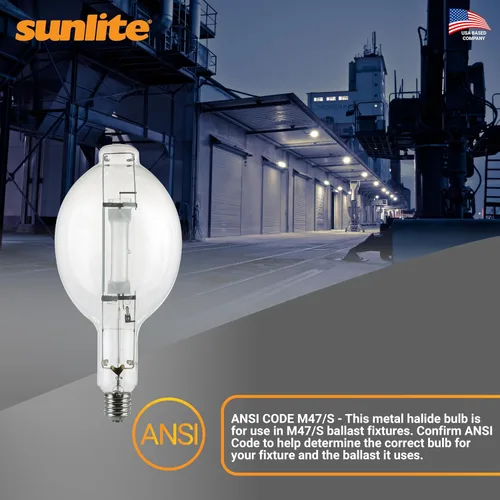 Miniatura 4 de Sunlite 03681-SU MH1000/U/BT56 M47/S Lámpara de haluro metálico, 1000 vatios, base Mogul (E39), BT56, 12,000 horas de vida, 110,000 lúmenes, acabado