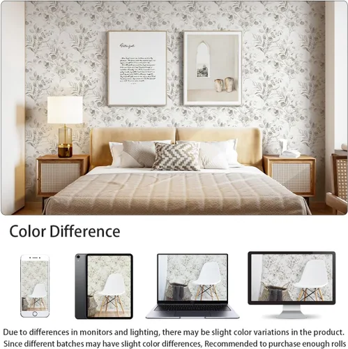 Miniatura 3 de Naphite Papel tapiz floral para despegar y pegar para dormitorio, 78.7 pulgadas de largo, 17.3 pulgadas de ancho, papel de contacto bohemio floral