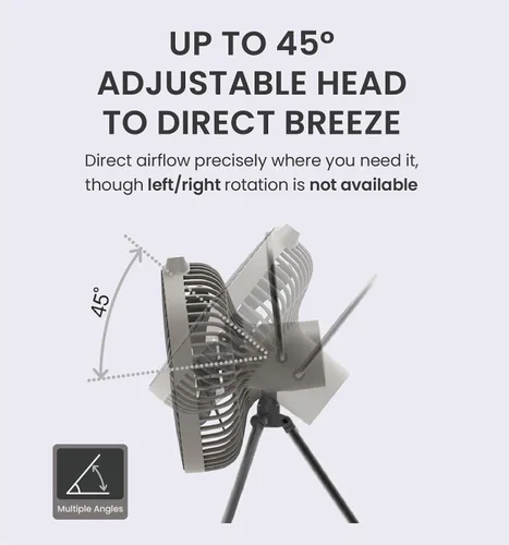 Miniatura 7 de Claymore V600+ Ventilador portátil recargable gris cálido – Batería de 7,800 mAh, circulador de aire BLDC ultra silencioso de 4 velocidades