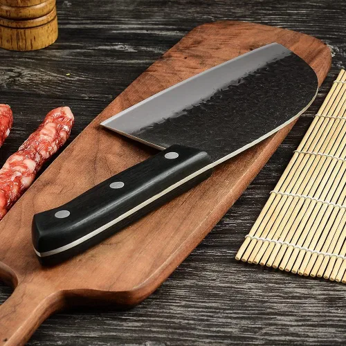 Miniatura 6 de Cuchillo de carnicero tradicional de 7 pulgadas, cuchillo de chef de acero de alto carbono, cuchillo serbio para cocina, campamento o barbacoa