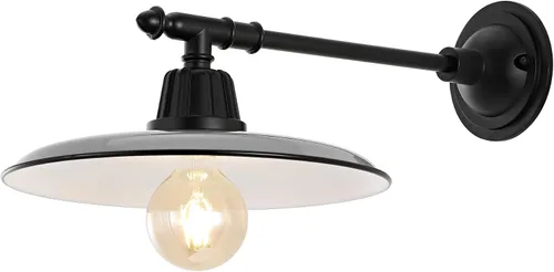 JONATHAN Y Lámpara de pared industrial de 12 pulgadas color gris/negro con 1 luz, lámpara de pared industrial para porche, patio, brazo victoriano
