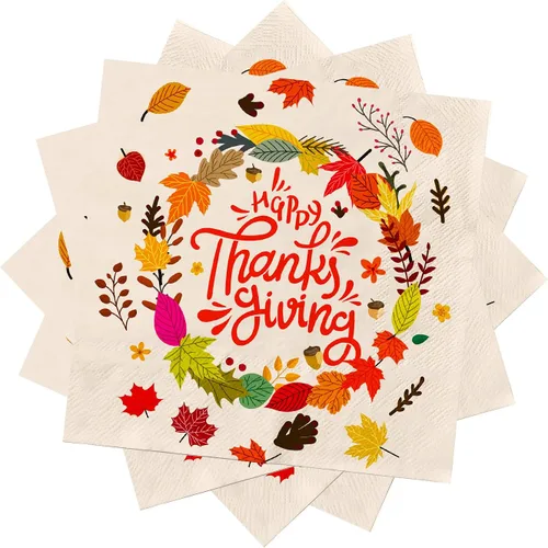 Gatherfun Servilletas de papel desechables de hojas caídas para fiesta de Acción de Gracias, cena, fiesta, otoño, decoración de fiesta, paquete de 50