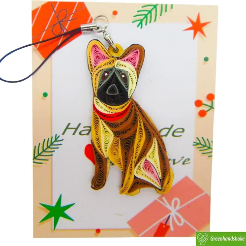Miniatura 2 de Bulldog francés, decoración para el hogar, decoración navideña, adorno hecho a mano para amantes de los animales, adorno quilled, bolso, mochila