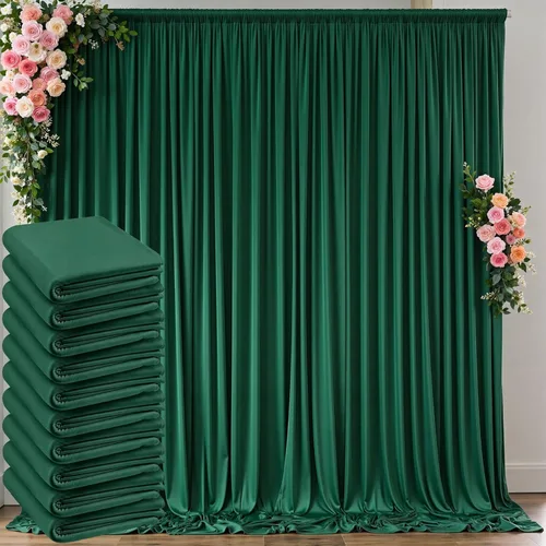 Miniatura 68 de Cortinas de telón de fondo blanco de 30 pies x 8 pies para fiestas de boda, 6 paneles de 5 pies x 8 pies, cortinas de fotografía de poliéster sin