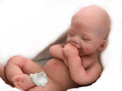 Muñeca de Bebé de Silicona Realista Recién Nacida de 16" - 4.4 Lbs, Piel Pintada en 3D, Venas Visibles, Niña Durmiente con Peso
