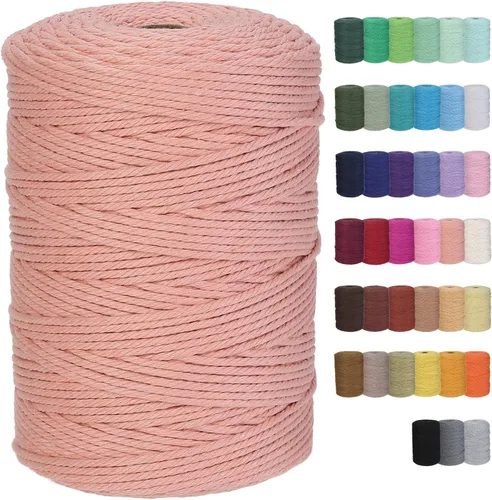 Miniatura 13 de Cuerda de macramé de algodón de 3 mm x 109 yardas, suministros de macramé de color natural, cuerda de algodón suave para colgar plantas, colgante