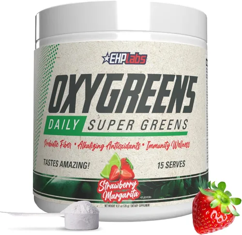 Miniatura 18 de EHP Labs OxyGreens Super Greens Powder - Superalimento de espirulina y clorella, jugo verde en polvo y suplementos de verduras con fibra prebiótica