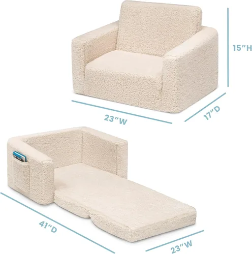 Miniatura 3 de Delta Children Cozee - Silla abatible Sherpa 2 en 1, silla convertible a tumbona para niños, crema