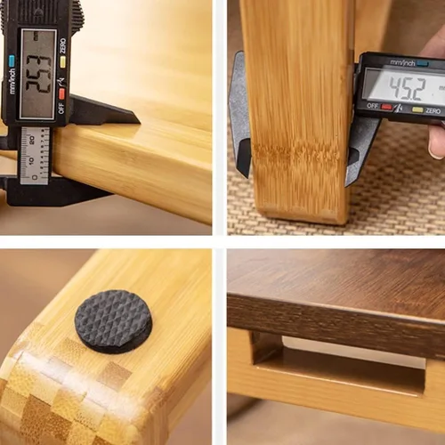 Miniatura 6 de Mesa baja plegable multifunción de bambú estilo japonés, mesa de té cuadrada con patas plegables, mesa de comedor pequeña plegable para el hogar