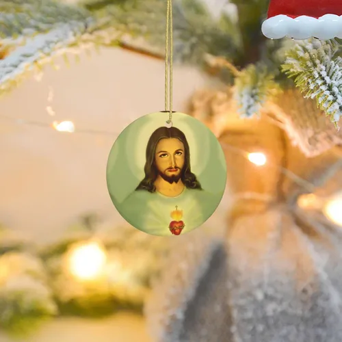 Miniatura 4 de Sagrado Corazón de Jesús (1) Adornos de cerámica para colgar en la familia, adornos colgantes de cerámica