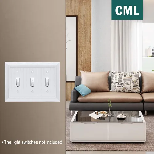 Miniatura 7 de CML - Placa de pared clásica con triple interruptor de palanca, cubierta de salida de 3 bandas, paquete de 2, placa de pared con diseño de grano