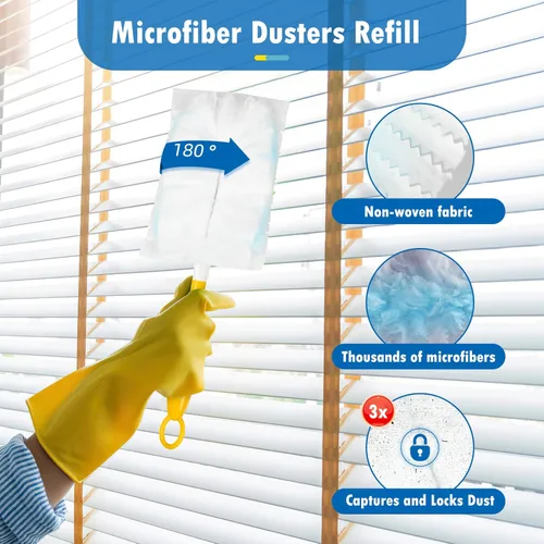 Miniatura 3 de 30 repuestos de plumero compatibles con plumeros de mango de 180°, reemplazo de plumero multisuperficie resistente de 180° con 1 mango estándar, sin
