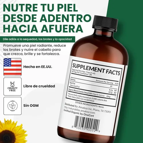 Miniatura 5 de NaturoBliss Aceite orgánico de semillas negras 100% virgen prensado en frío Omega 3 6 9 súper antioxidante para apoyo inmunológico, articulaciones