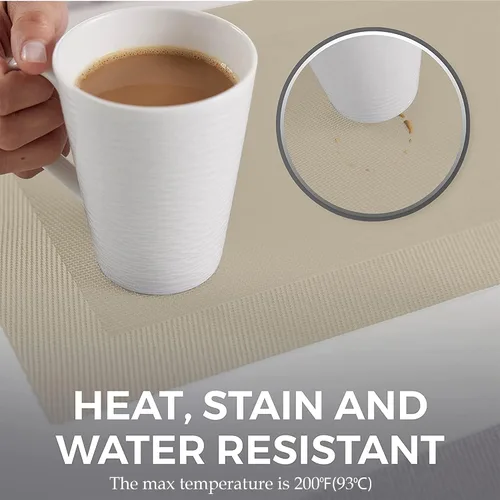 Miniatura 5 de Manteles Individuales More Décor para Mesa de Comedor, Manteles de Mesa de Vinilo PVC Lavables y Resistentes al Calor para Comedor y Cocina, Juego