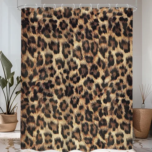 Miniatura 28 de Cortina de ducha con estampado de tigre, 60 pulgadas de ancho x 72 pulgadas de alto, safari salvaje, negro, marrón, potente pantera, piel de animal