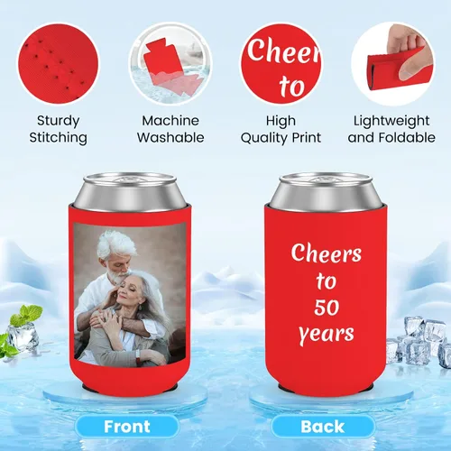 Miniatura 3 de Paquete de 300 enfriadores de latas personalizados a granel, enfriador de latas personalizado con logotipo de foto texto para bodas, cumpleaños