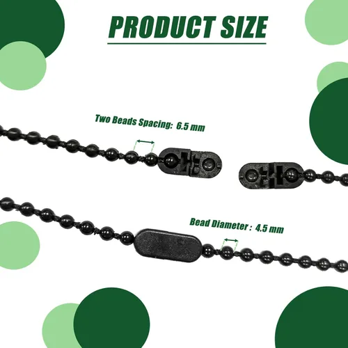 Miniatura 2 de Cable de cadena de plástico con cuentas de 32.8 ft, persiana enrollable vertical romana, reparación de cadena con 10 clips de conector versión
