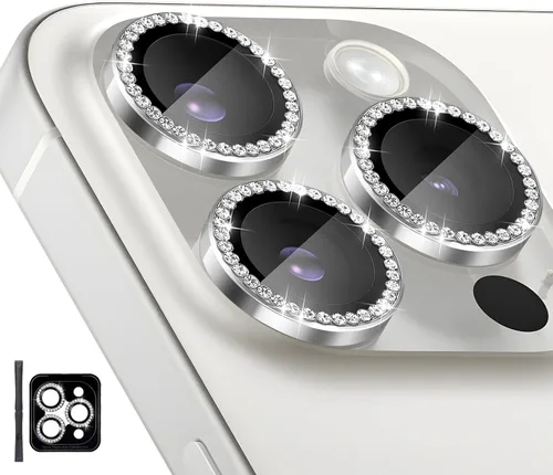 Miniatura 16 de Protector de lente de cámara para iPhone 16 Pro/iPhone 16 Pro Max, protector de lente de anillo de cámara de vidrio templado individual con bandeja