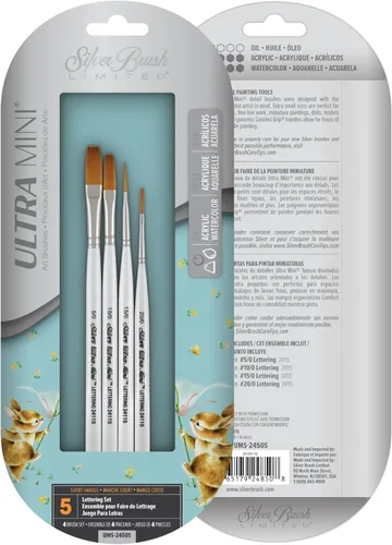Miniatura 2 de Silver Brush UMS-2450S Ultra Mini - Juego de pinceles de mango corto, 4 por paquete Conjunto de letras