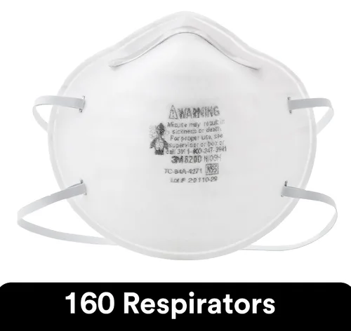 Miniatura 2 de 3M Respirador de partículas N95 8200, 160/caja, aprobado por NIOSH, desechable, barrido, lijado, molienda, aserrado, embolsado, polvo, 8 paquetes