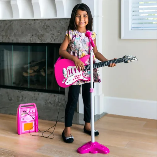 Miniatura 2 de Set de juegos guitarra eléctrica para niños c/reproductor de mp3, productos Best Choice, Rosado