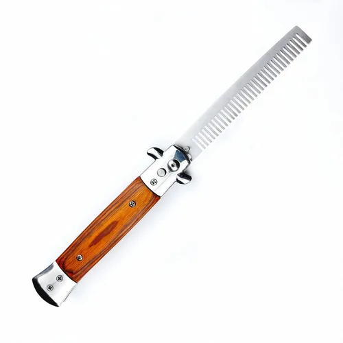 Miniatura 11 de Switchblade - Peine de bolsillo plegable, peine de barba de acero inoxidable para hombres, peines de bigote de dientes finos diseñados para Negro
