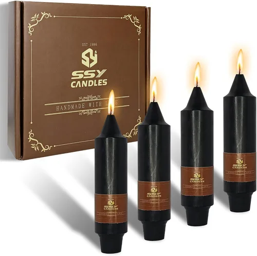 Candelabros de Velas Cónicas Negras, Velas Cónicas Cortas de 5 pulgadas, Candelabros de Velas de Halloween Sin Goteo para Decoración de Navidad,