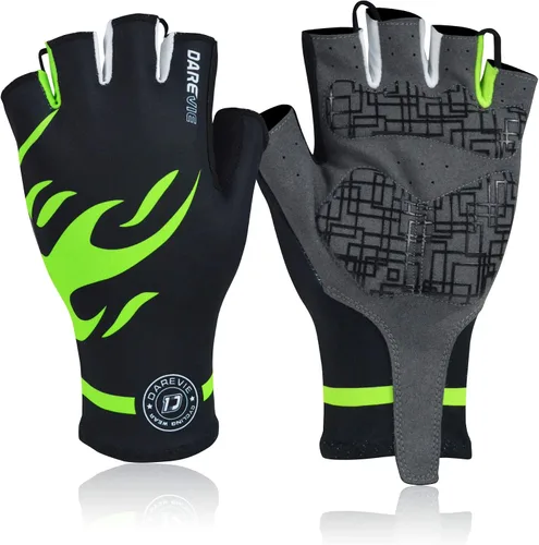 Darevie Guantes de ciclismo, guantes de ciclismo de medio dedo, suaves y ligeros, guantes de ciclismo acolchados de gel que absorben los golpes,