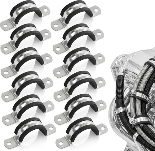 Paquete de 12 correas rígidas de conducto de acero inoxidable 304 con abrazaderas P de 1-1/16 pulgadas (1.063 in) Abrazadera de cable acolchada de