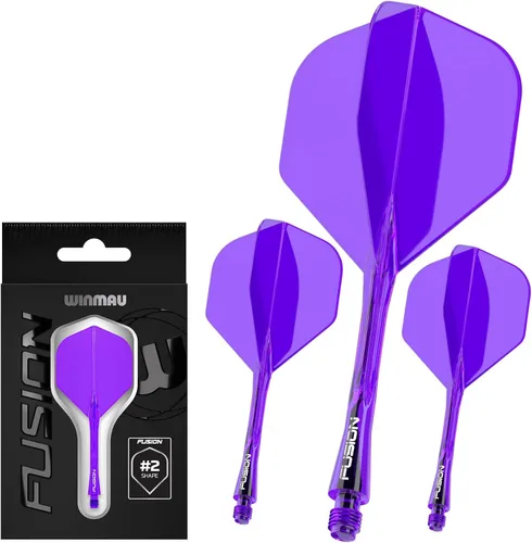 Miniatura 10 de Dardos Winmau Fusion Sistema Integrado de Vuelo y Eje - Forma y Diseño No.2 - Disponible en Corto, Intermedio y Mediano - Claro, Rojo y Morado