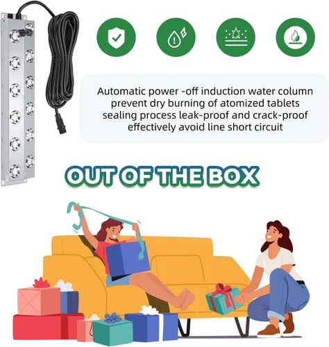 Miniatura 7 de Mxmoonant Mist Maker - Humidificador ultrasónico de 12 cabezales, 284.0 fl oz/H con fuente de alimentación de 400 W, flotador, discos de repuesto