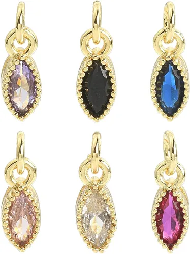 Miniatura 38 de Ipotkitt - 20 piezas de dijes de cobre con circonita cúbica micropavé en forma de flor con anillo de salto, dijes con forma de planta y flor