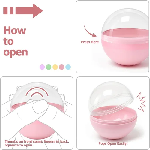 Miniatura 6 de 50 Cápsulas de Máquina Expendedora de Colores de 2 Pulgadas, Cápsulas de Máquina de Chicles, Recipiente de Bolas de Plástico, Bolas Rellenables