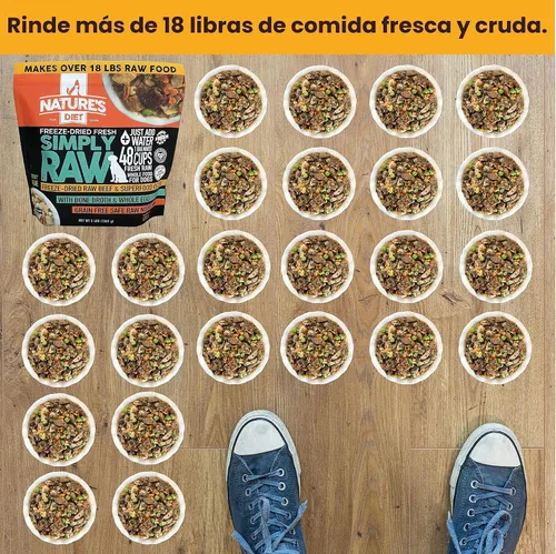 Miniatura 5 de Nature's Diet Simply Raw - Comida integral liofilizada – Hace 18 libras de alimentos frescos con músculo, órganos, caldo de huesos, huevo entero