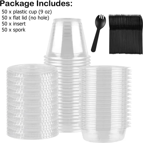 Miniatura 3 de TOFLEN Vasos de plástico transparente para yogur y parfait con tapas, desechables para llevar, tazas de cereales para desayuno, aperitivos, frutas