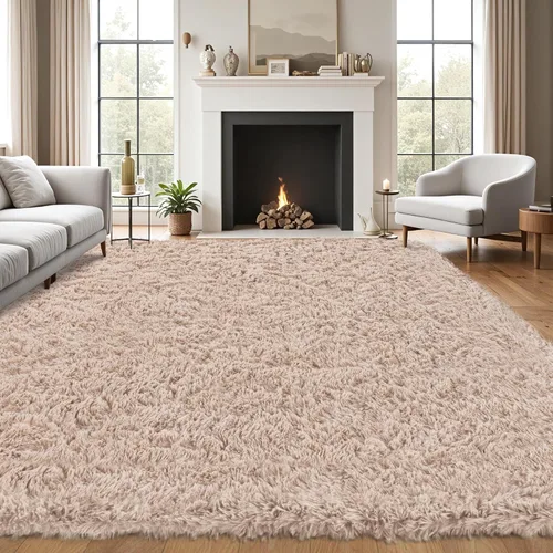 Miniatura 16 de Alfombra de Área 8x10 para Sala de Estar: Alfombras Shag Gris Claro Ultra Suaves y Esponjosas, Alfombra Grande Difusa de Felpa