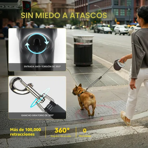 Miniatura 4 de Fida Correa retráctil mejorada para perros de 30 pies, correa resistente para mascotas para razas medianas/grandes de hasta 110 libras, correa