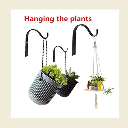 Miniatura 7 de Soporte para plantas colgantes, colgador de pared de metal para interiores y exteriores, gancho decorativo para colgar plantas, cesta de flores