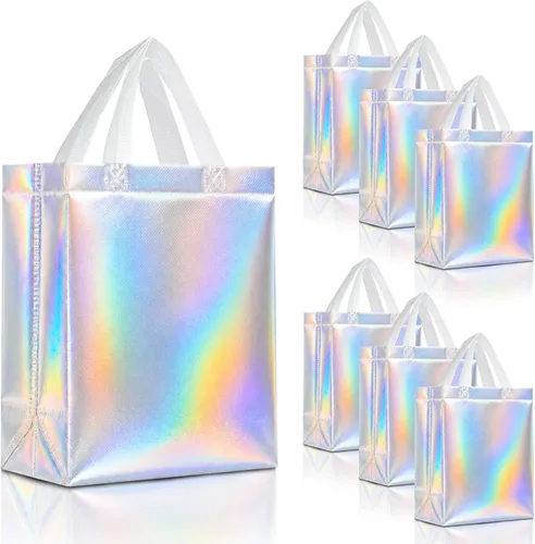 Miniatura 50 de Nush Nush Bolsas de regalo de color azul aguamarina de gran tamaño – Juego de 30 bolsas de regalo azul claro brillante con asas a granel – Bolsa