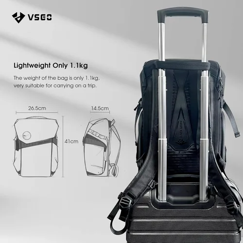Miniatura 7 de VSGO Mochila negra para cámara Snipe de 16 litros, ligera, 2.4 lbs, bolsa de fotografía profesional DSLR/SLR para Sony, Canon, cámaras Nikon