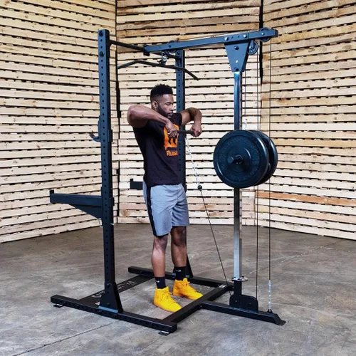 Miniatura 3 de Rugged Fitness (Y230) Accesorio LAT para rack de alimentación incluye barras LAT y de fila con diseño de placa cargada y compatible